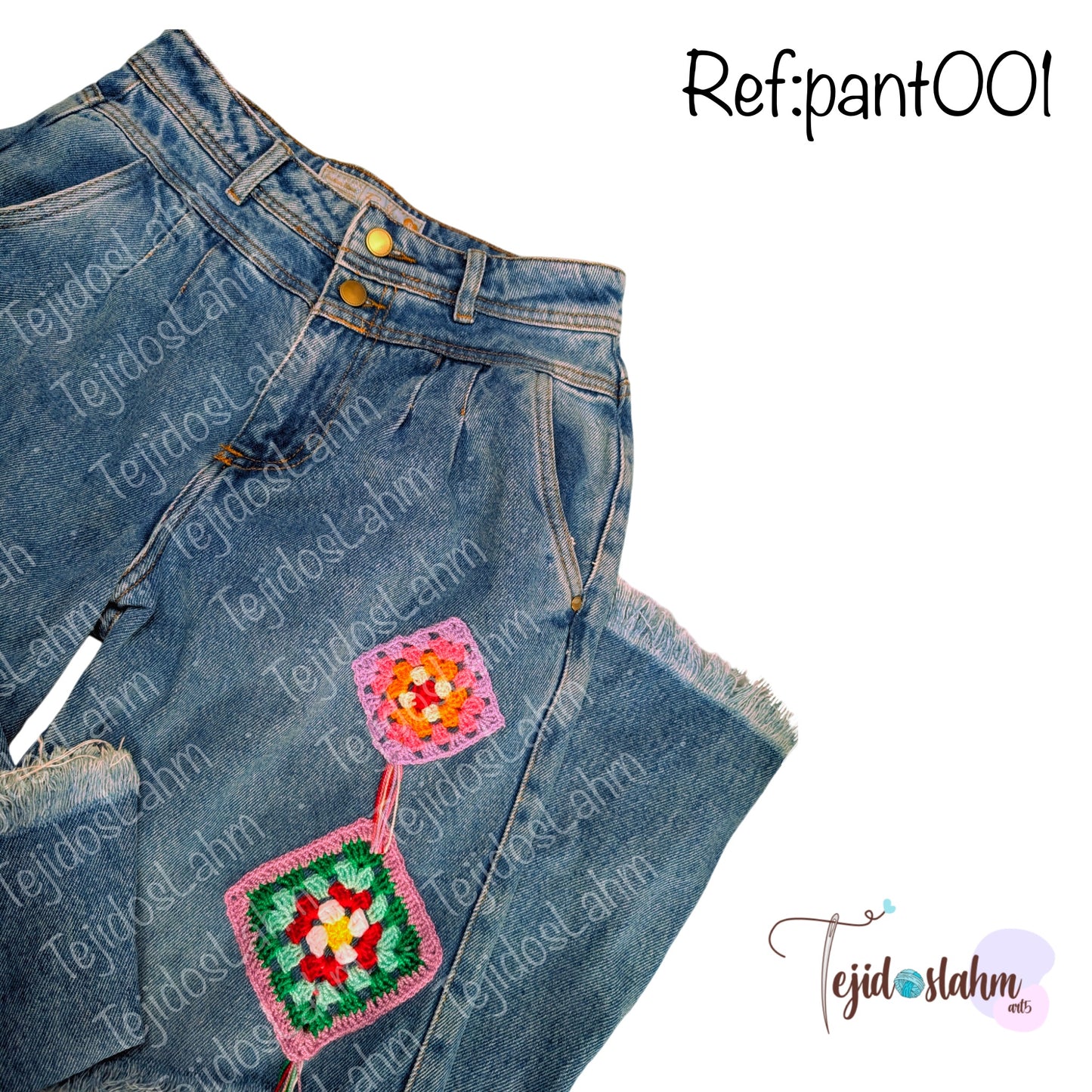 Pantalón de jean bota recta bordado - Ref: 001