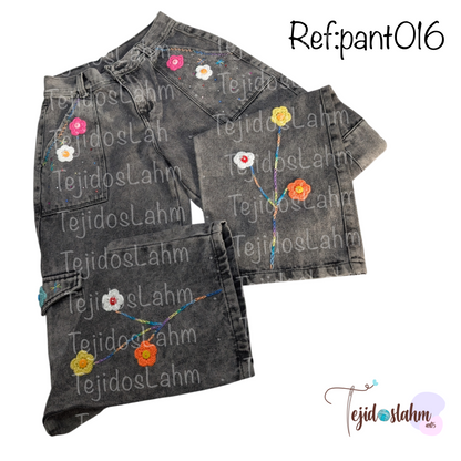 Pantalón de jeans bordado - Ref: 016