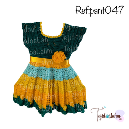 Vestido niña amarillo con verde