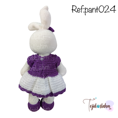 Amigurumi osita blanca traje morado