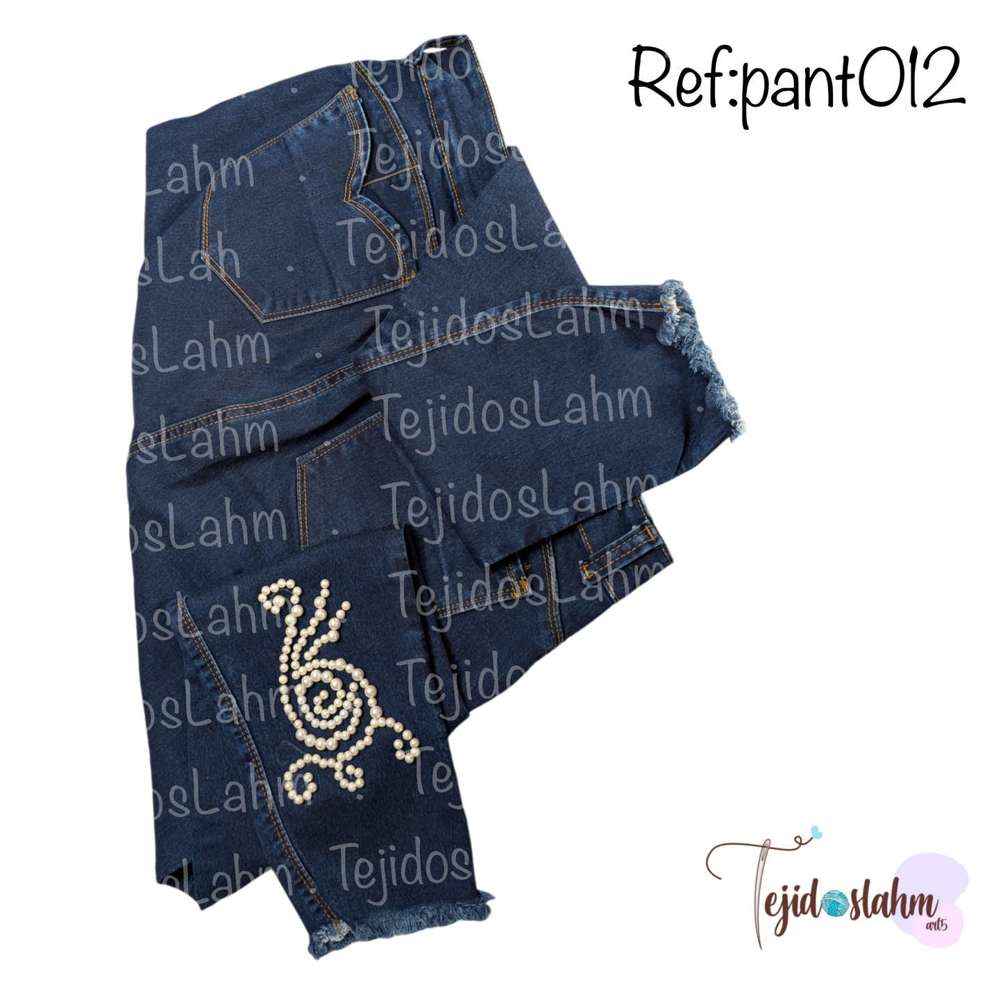 Pantalón de jeans ornamento con piedras